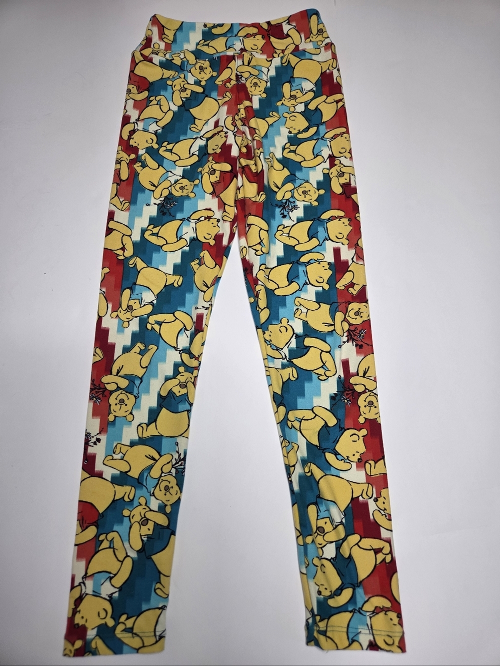 LulaRoe Tween Winnie the Pooh Disney Print Leggings Yellow Red Blue Multi